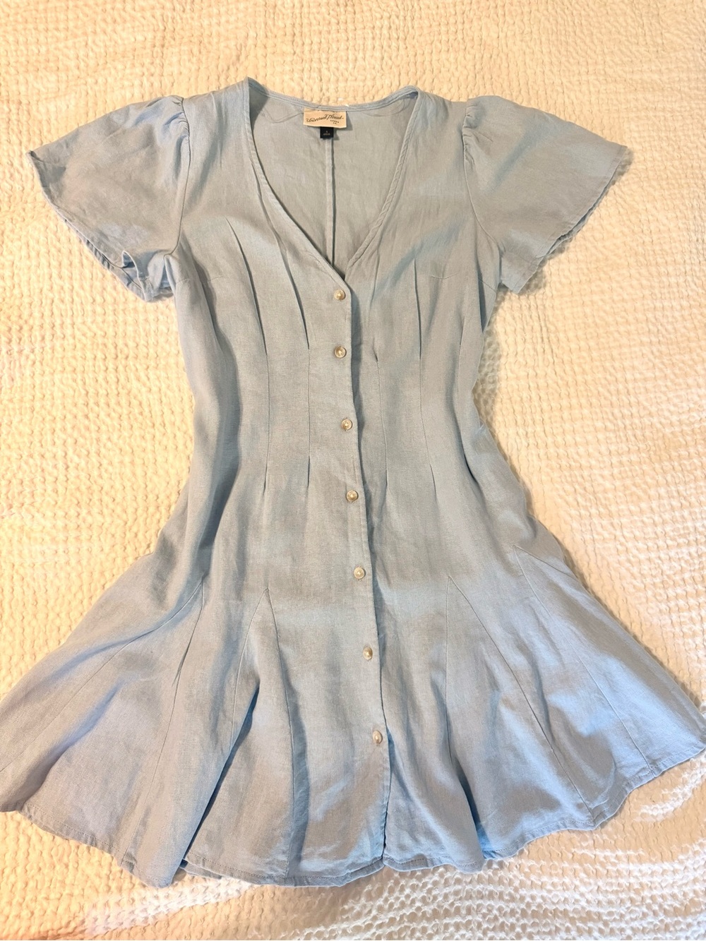 Light Blue Button-Front linen dress